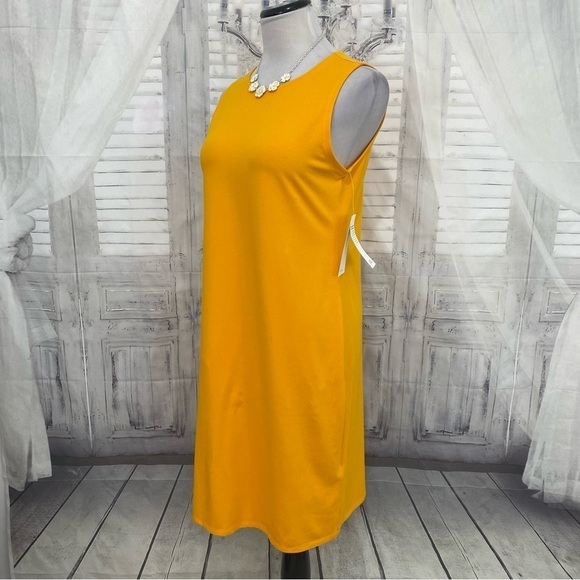 Eileen Fisher Size Small Mango Yellow Orange Crew Neck Pullover Dress Sleeveless - Picture 4 of 9